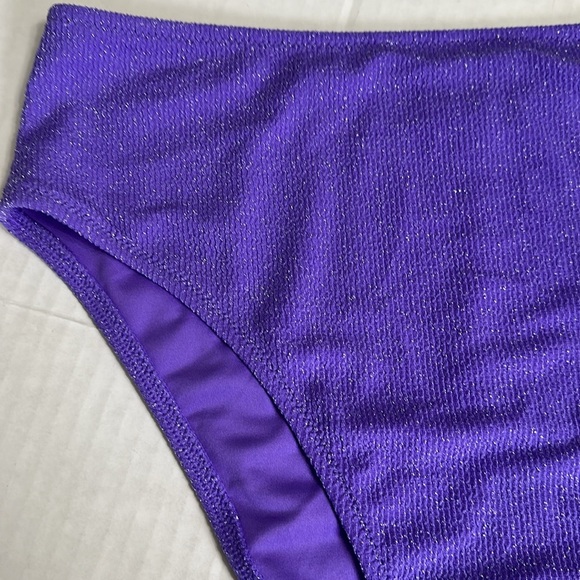 PINK Victoria’s Secret Glittery Purple Swim Bottom Size Large NWT Beach Vacation - Picture 2 of 9
